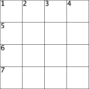 Four by four crossword grid